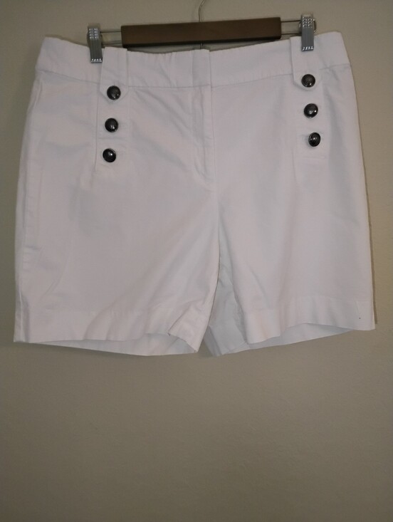 Talbots Pants - Talbots Sailor Shorts Womens 12 White Button Accent Coastal Summer High Rise